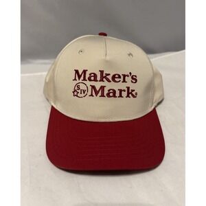 Maker's Mark Bourbon‎ Adult Adjustable Baseball Style Hat  Beige And Red